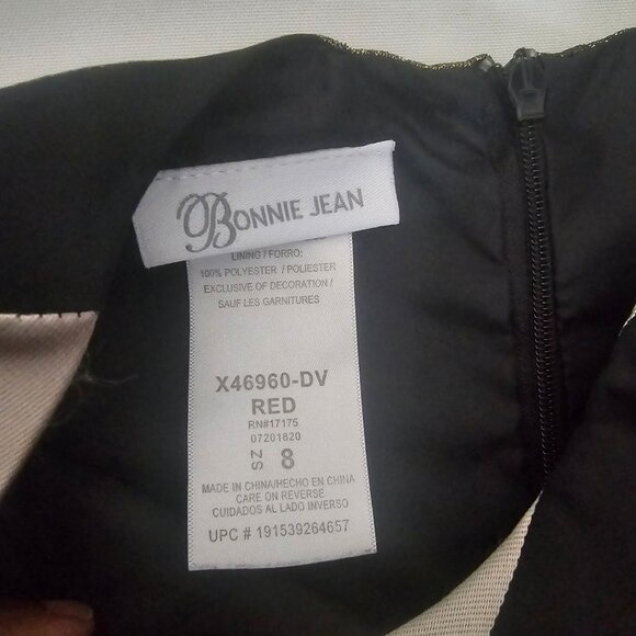 Bonnie Jean Metallic Stripe Gold Sash Bow Waist Sleeveless Party Dress Size 8 - Picture 6 of 11